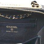 Lambskin Quilted Small Trendy CC Camera Case With Chain Navy