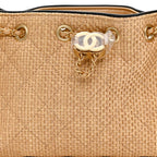 Braided Raffia Calfskin Quilted Mini Chanel 25 Handbag Beige Black