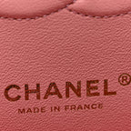 Caviar Flat Chevron Quilted Medium Double Flap Pink