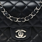 Lambskin Quilted Mini Rectangular Flap Black