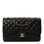 Caviar Quilted Jumbo Double Flap Dark Brown