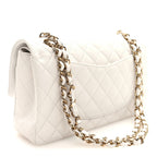 Caviar Quilted Medium Double Flap White