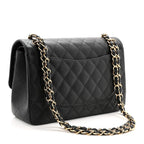 Caviar Quilted Jumbo Double Flap Black