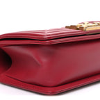Lambskin Quilted Small Boy Flap Dark Red