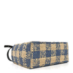 X PAULA'S IBIZA Raffia Small Font Tote Natural Light Blue