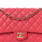 Caviar Quilted Medium Double Flap Dark Pink