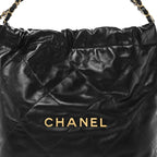 Shiny Calfskin Quilted Small Chanel 22 Black