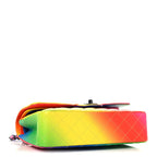 Calfskin Quilted Medium Rainbow Double Flap Multicolor