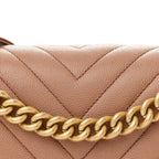 Caviar Chevron Quilted Medium Boy Flap Brown