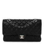 Caviar Quilted Medium Double Flap Black