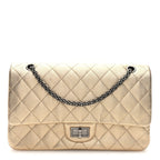 Metallic Aged Calfskin Quilted 2.55 Reissue 227 Flap Pale Gold