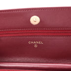 Lambskin Quilted Wallet On Chain WOC Burgundy