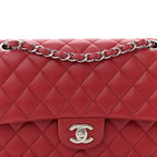 Lambskin Quilted Medium Double Flap Red