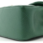 Metallic Caviar Quilted Jumbo Double Flap Green