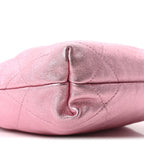 Metallic Lambskin Lacquered Monochrome Quilted Mini Chanel 22 Pink