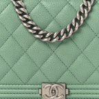 Caviar Quilted Boy Phone Holder Wallet On Chain Green