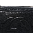Pebbled Calfskin Small Soho Disco Bag Black