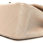 Iridescent Caviar Quilted Jumbo Double Flap Beige