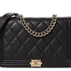 Caviar Quilted Boy Wallet On Chain WOC Dark Brown