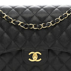 Caviar Quilted Jumbo Double Flap Black