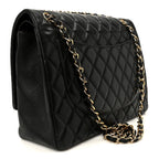 Lambskin Quilted Maxi Double Flap Black