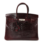 Shiny Porosus Crocodile Birkin 35 Bourgogne