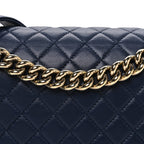 Lambskin Quilted New Medium Boy Flap Dark Navy Blue
