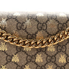 GG Supreme Monogram Bees Medium Padlock Shoulder Bag Beige Oro Black