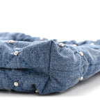 Washed Denim Quilted Studded Mini Chanel 22 Blue