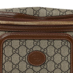 GG Supreme Monogram Textured Calfskin Retro Interlocking G Belt Bag Beige Ebony Brown Sugar