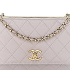 Lambskin Quilted Trendy CC Wallet On Chain WOC Lilac
