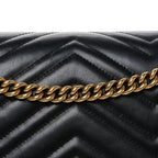Calfskin Matelasse Medium GG Marmont Shoulder Bag Black