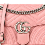 Calfskin Matelasse Small GG Marmont Shoulder Bag Wild Rose
