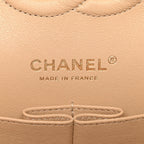 Caviar Quilted Medium Double Flap Beige