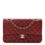 Caviar Quilted Medium Double Flap Burgundy