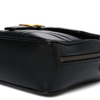 Calfskin Matelasse Sylvie Web Small GG Marmont Top Handle Shoulder Bag Black
