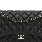 Lambskin Quilted Jumbo Double Flap Black