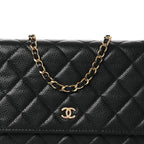 Caviar Quilted Wallet on Chain WOC Black