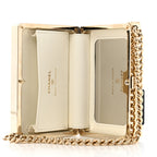Patent Calfskin Boy Minaudiere White