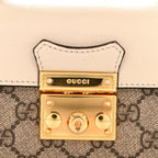 GG Supreme Monogram New Sakai Calfskin Mini Padlock Top Handle Shoulder Bag Beige Ebony Mystic White Sun Oil