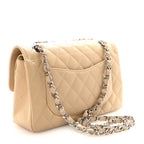 Caviar Quilted Small Double Flap Beige