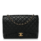 Caviar Quilted Maxi Double Flap Black