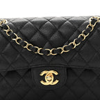 Caviar Quilted Small Double Flap Black