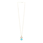 18K Yellow Gold Diamond Turquoise Mother of Pearl 28mm Alhambra Secret Pendant Quartz Watch