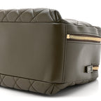 Lambskin Quilted Medium Trendy CC Bowling Bag Dark Khaki