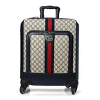 GG Supreme Monogram Textured Dollar Calfskin Web Small Savoy Cabin Trolley Beige Blue