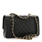 Caviar Quilted Medium Double Flap Black