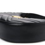 Calfskin Matelasse Chevron Mini GG Marmont Half Moon Hobo Black
