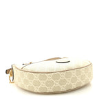 GG Supreme Monogram Textured Dollar Calfskin Mini Retro Interlocking G Half Moon Bag Beige Mystic White Oatmeal
