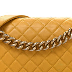 Lambskin Quilted Medium Boy Flap Yellow